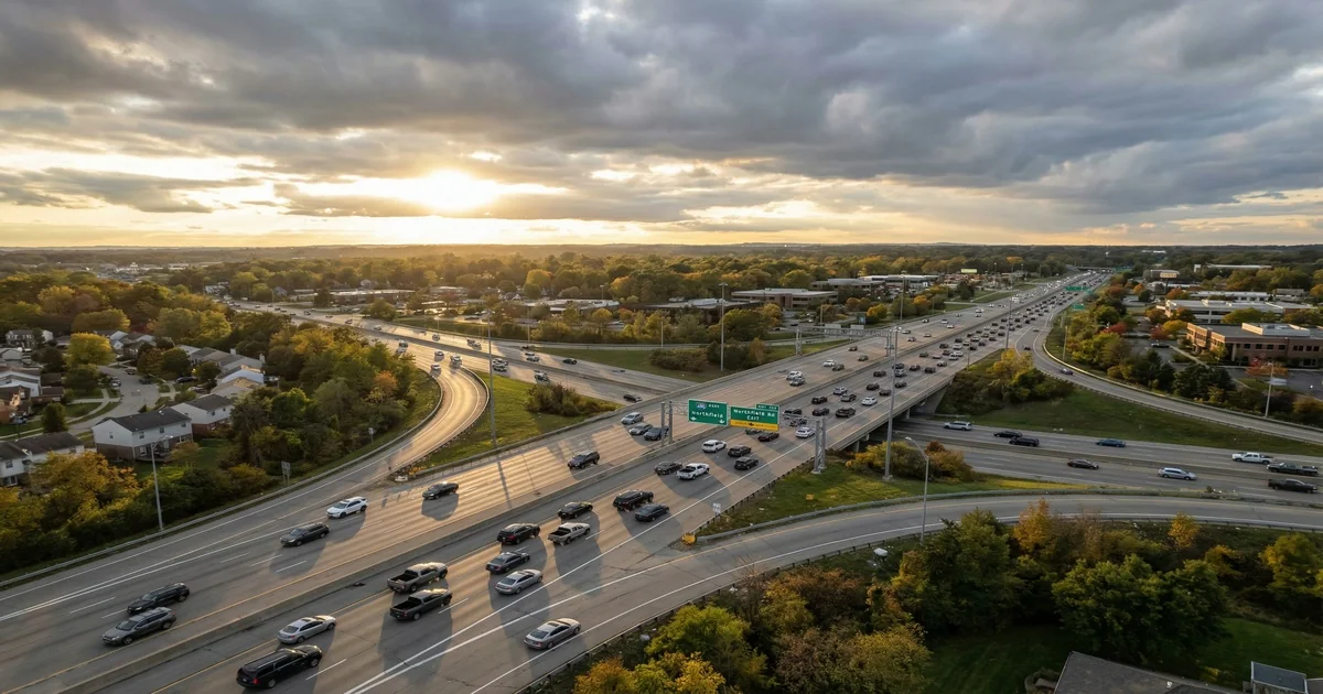 the I-480 and Northfield Road interchange corridor in Bedford Heights, Ohio