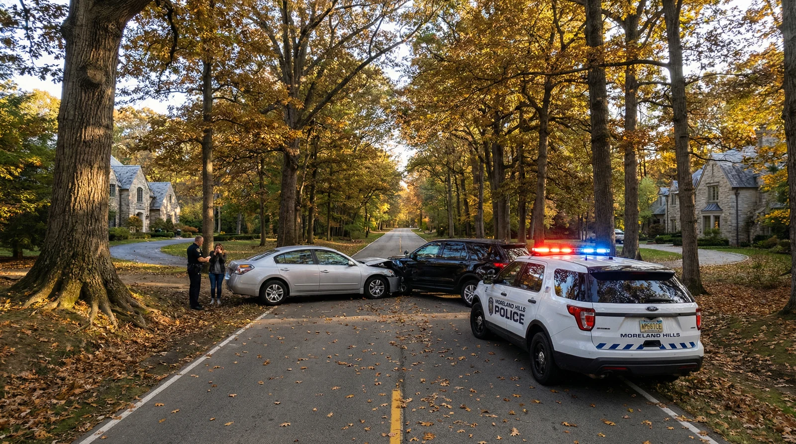 the Chagrin River valley and SOM Center Road in Moreland Hills, Ohio