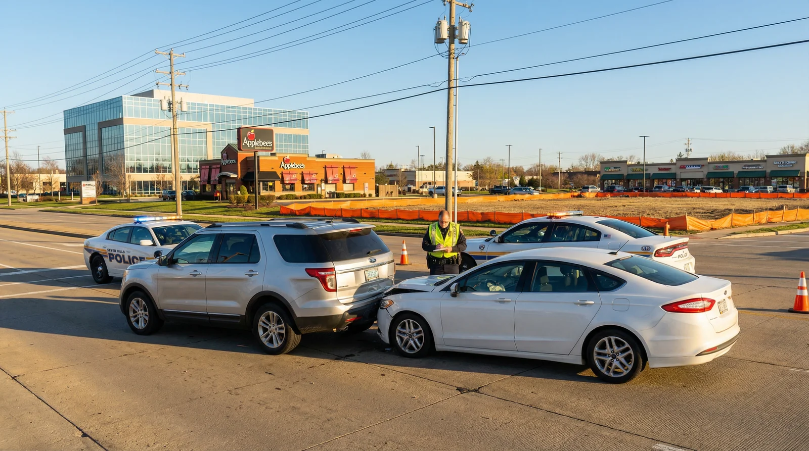 Broadview Road and the I-77 and Rockside Road interchange in Seven Hills, Ohio