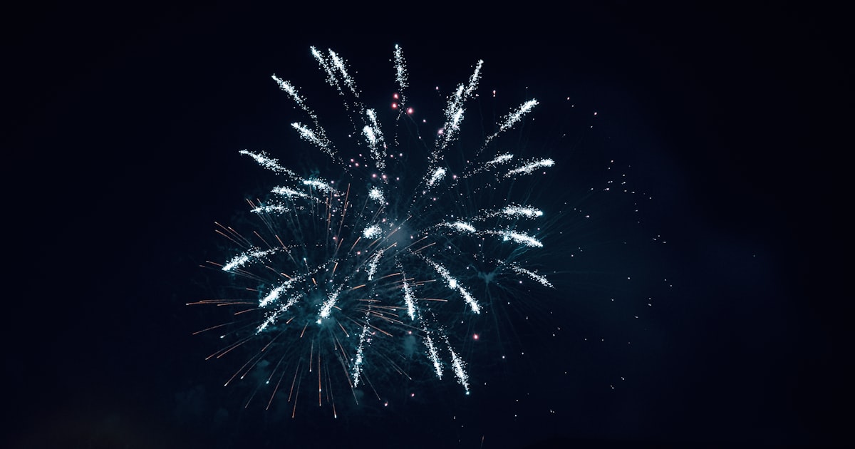 A backyard fireworks display lighting up the night sky in Ohio
