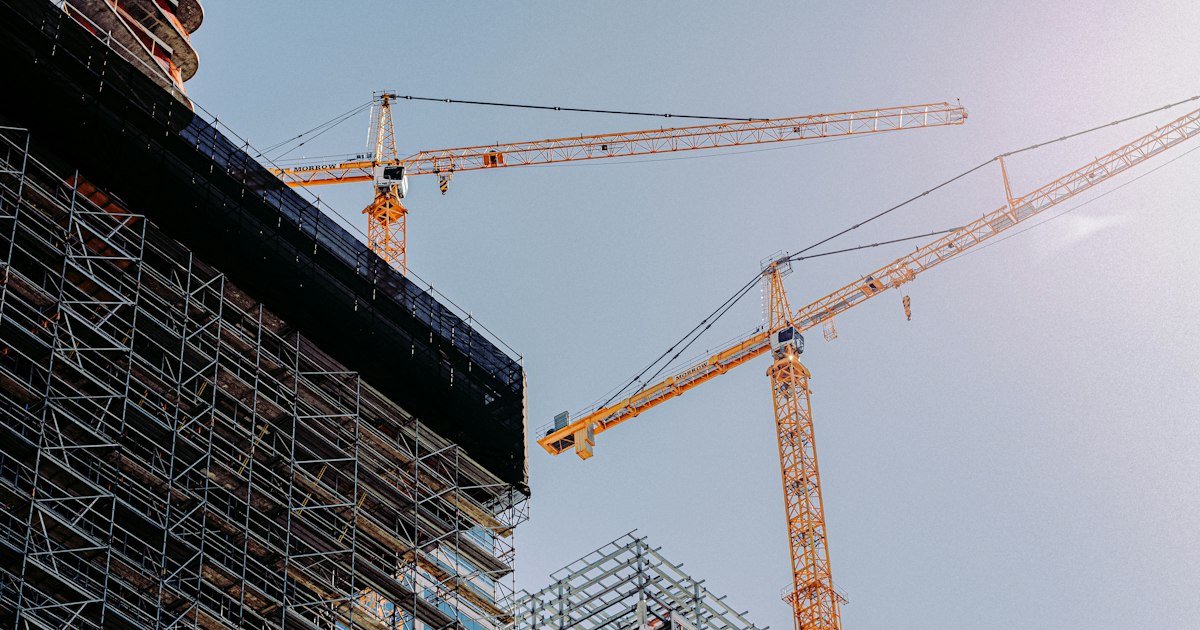 A construction site at dusk, a common source of catastrophic injuries