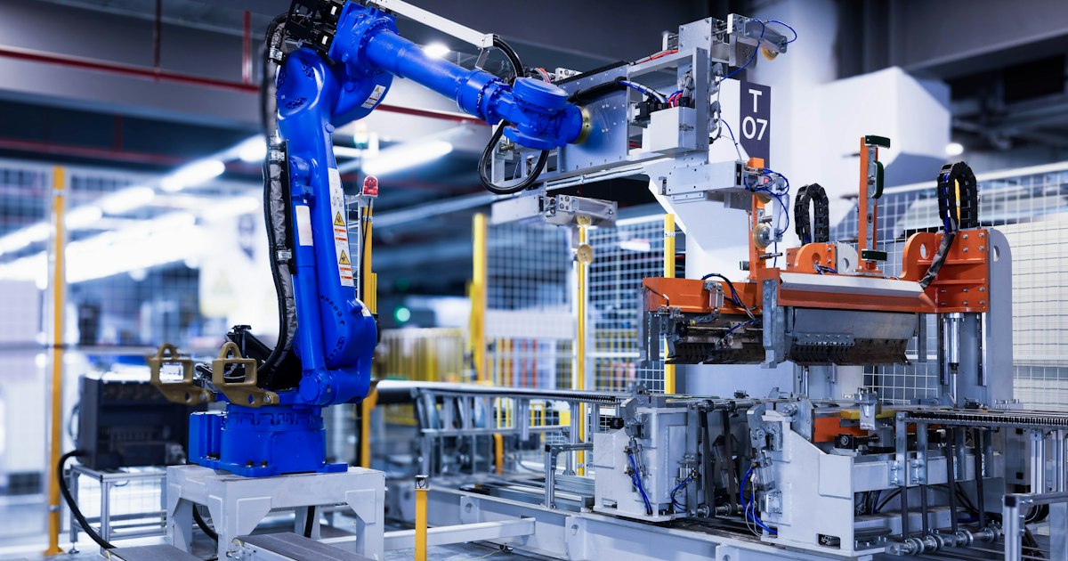 Automated assembly line where a worker can be struck or caught by moving machinery