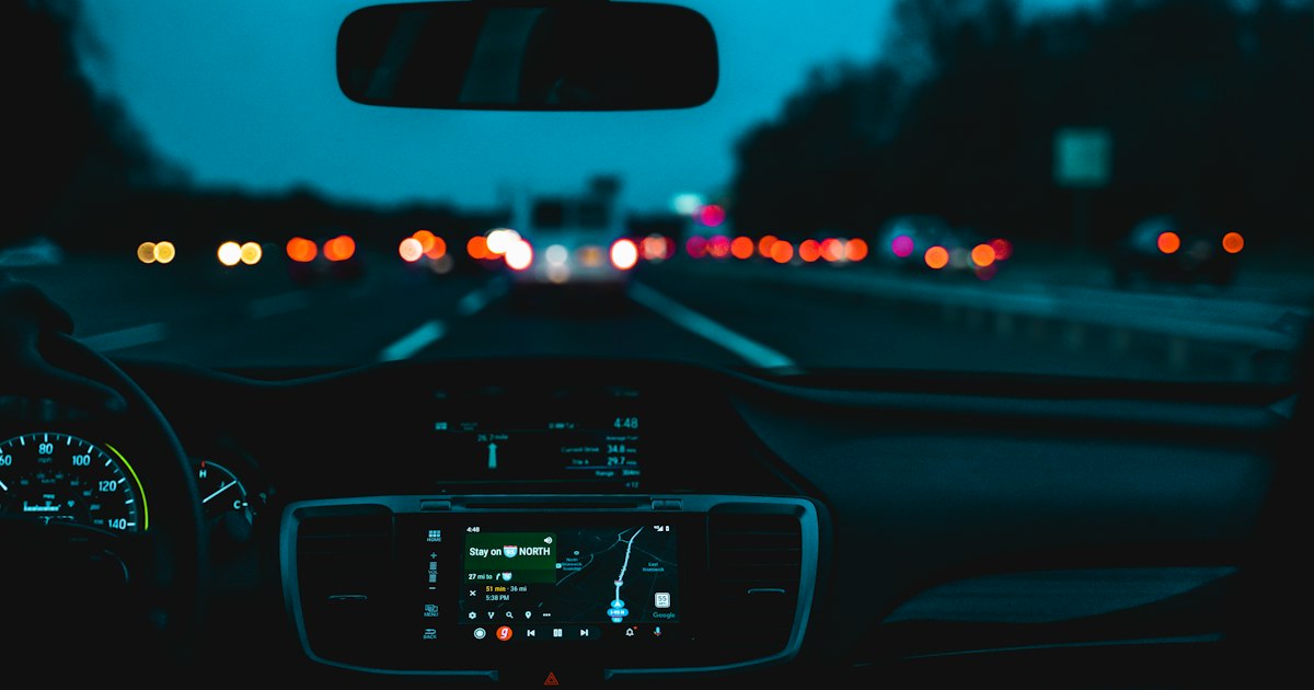 Headlights streaking along a dark Northeast Ohio highway at night, when the risk of an impaired driver is highest